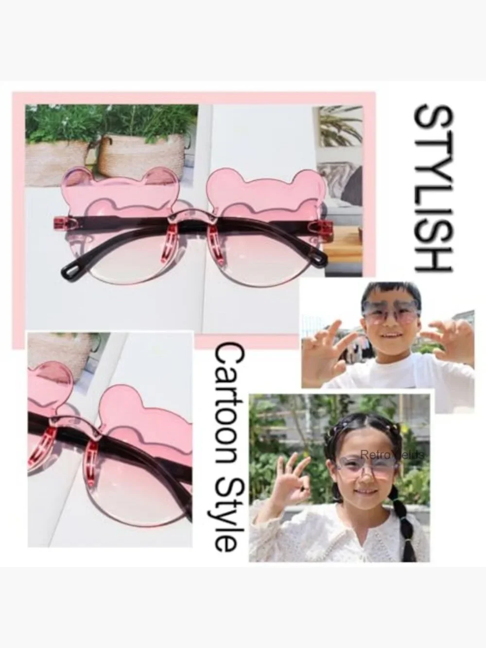 3 Pairs Girls Sunglasses Multiple Shapes UV Protection Beach Eyewear Ages 3-10